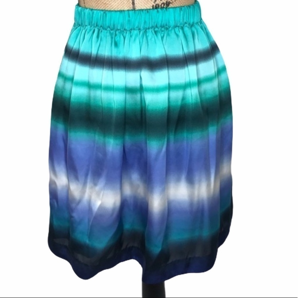 H&M Blue Watercolor A-Line Skirt